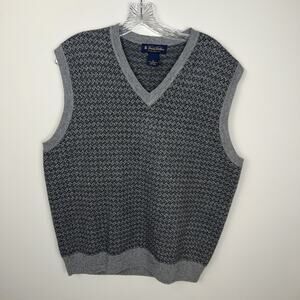 Brooks Brothers 100% Lambswool Gray Knit Sweater Vest Medium Golf Preppy